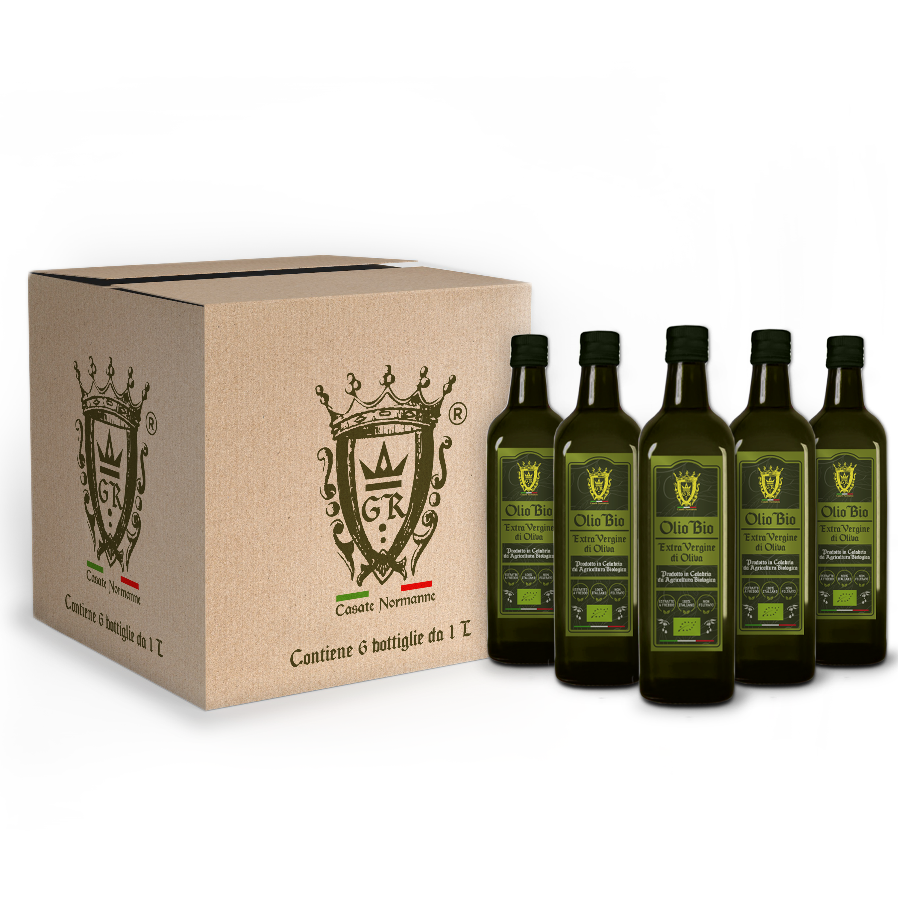 Box da 6 Bottiglie di Olio Extra Vergine di Oliva Biologico Calabria