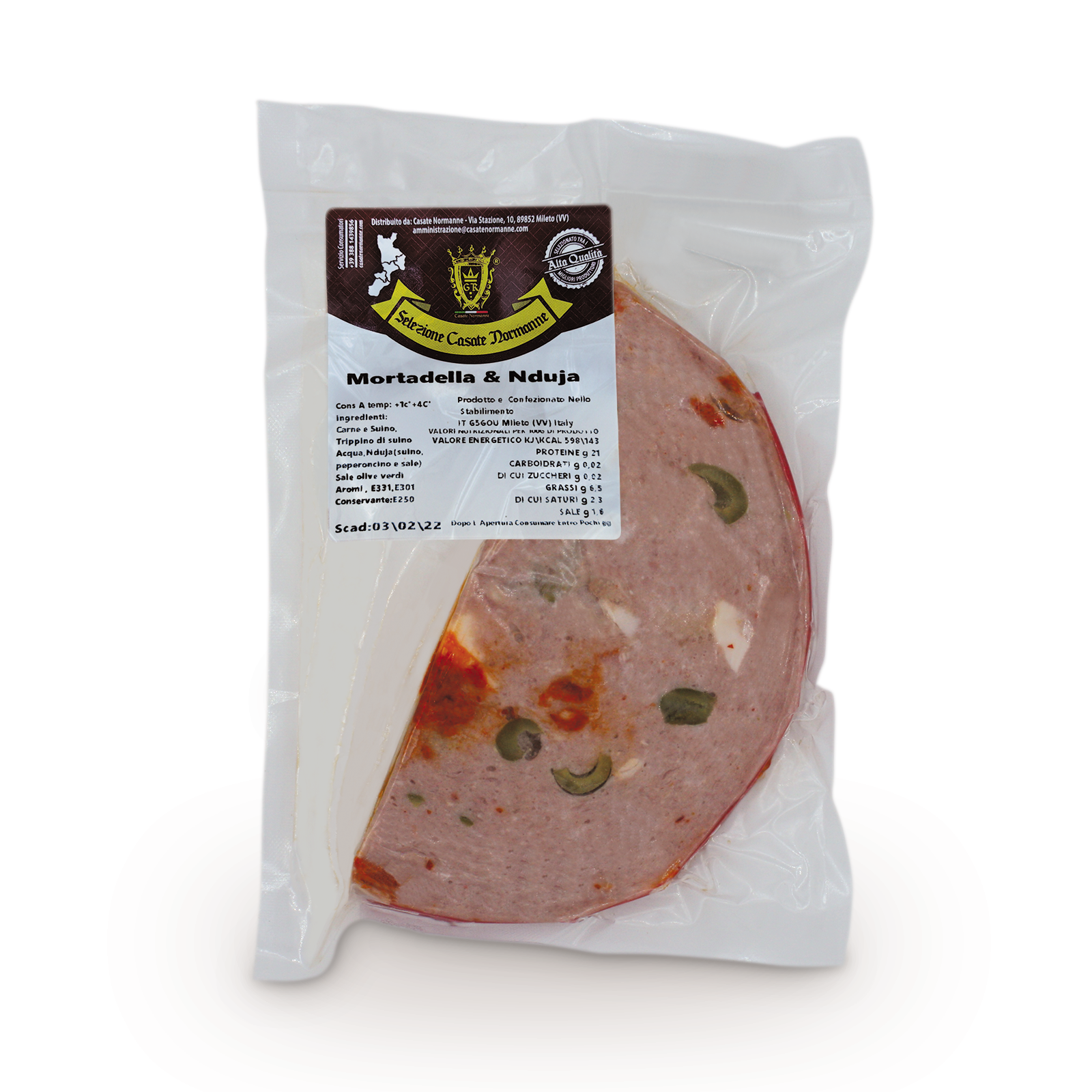 Mortadella Nduja di Spilinga e Olive 300Gr Casate Normanne